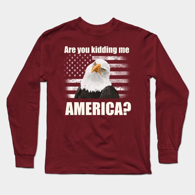 Patriotic Angry Eagle and American Flag T-Shirt Long Sleeve T-Shirt by abbottcartoons